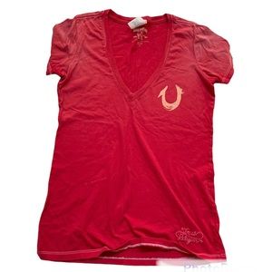 True Religion Deep V-neck Short Sleeve T-shirt